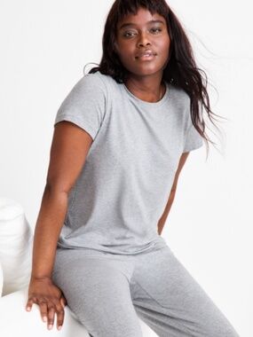 State of Day Women's Cotton Blend Short-Sleeve Sleep Tee Pewter Heather Large
